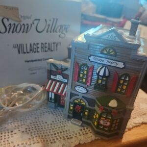 Department 56 Village Realty Holiday Decor with Red and Green Accents